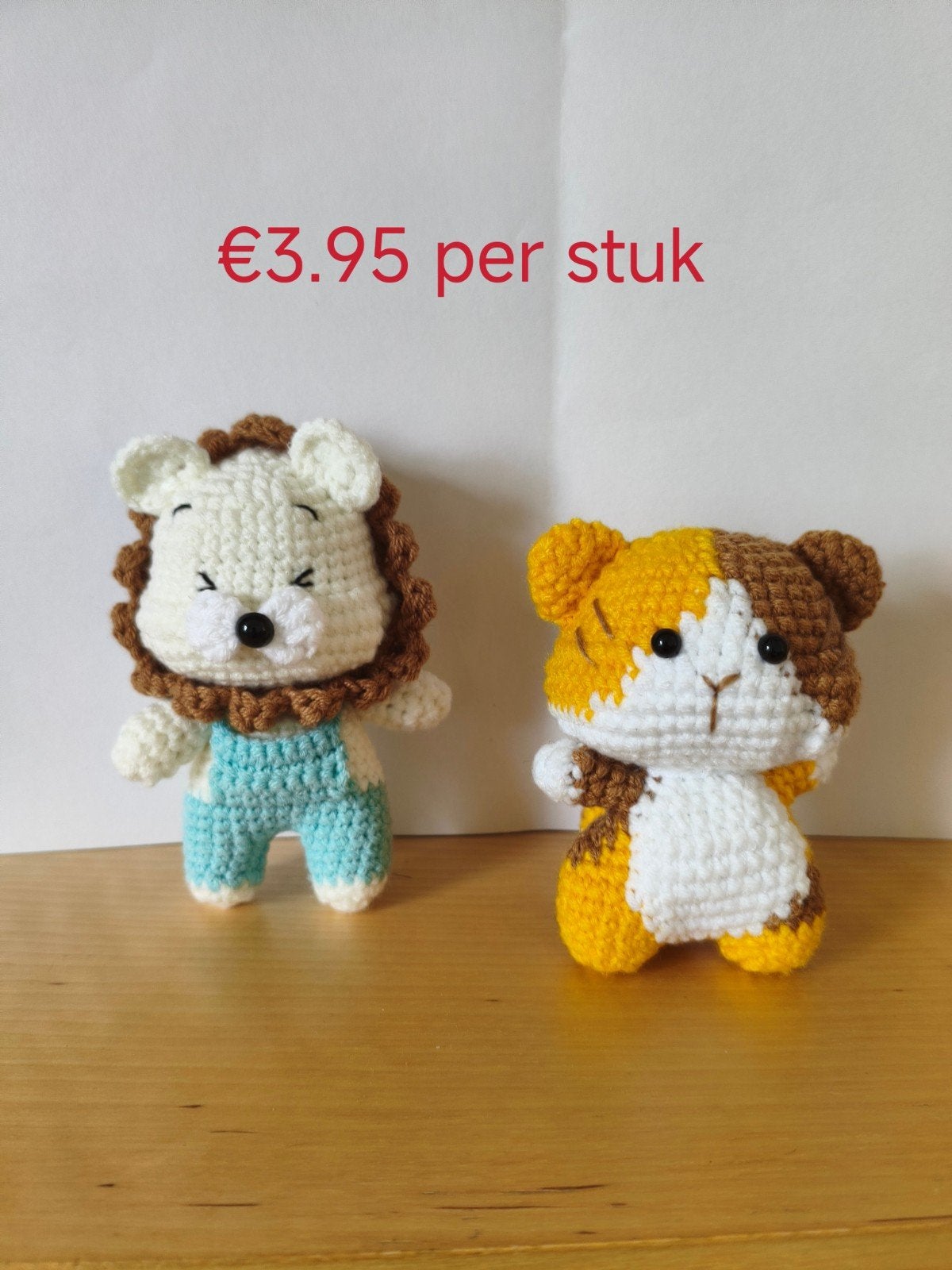 Gehaakte leeuw en lapjeskat – Handgemaakt & schattig, Ophalen of Verzenden, Nieuw, Haken