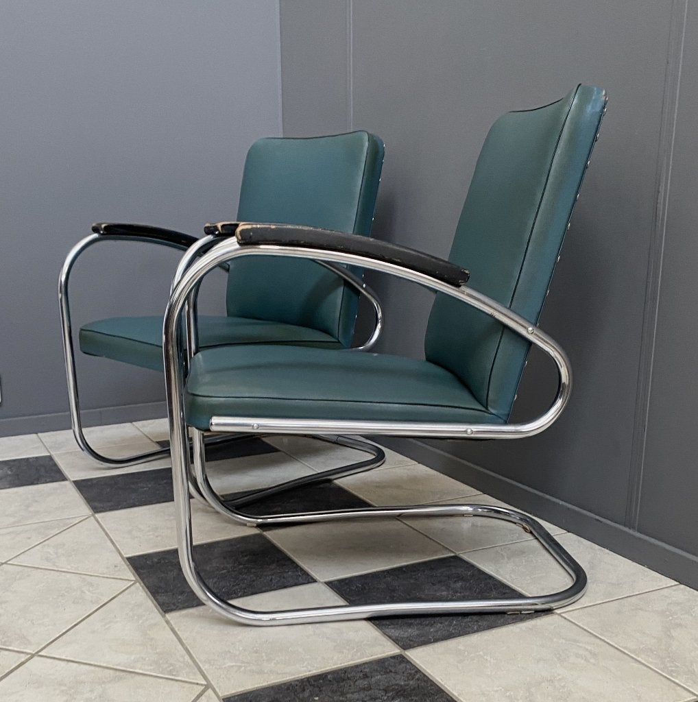 30 jaren BAUHAUS 2x groene stoelen model: RS7 MAUSER WERKE, Huis en Inrichting, Ophalen, Gebruikt, Twee, Overige kleuren
