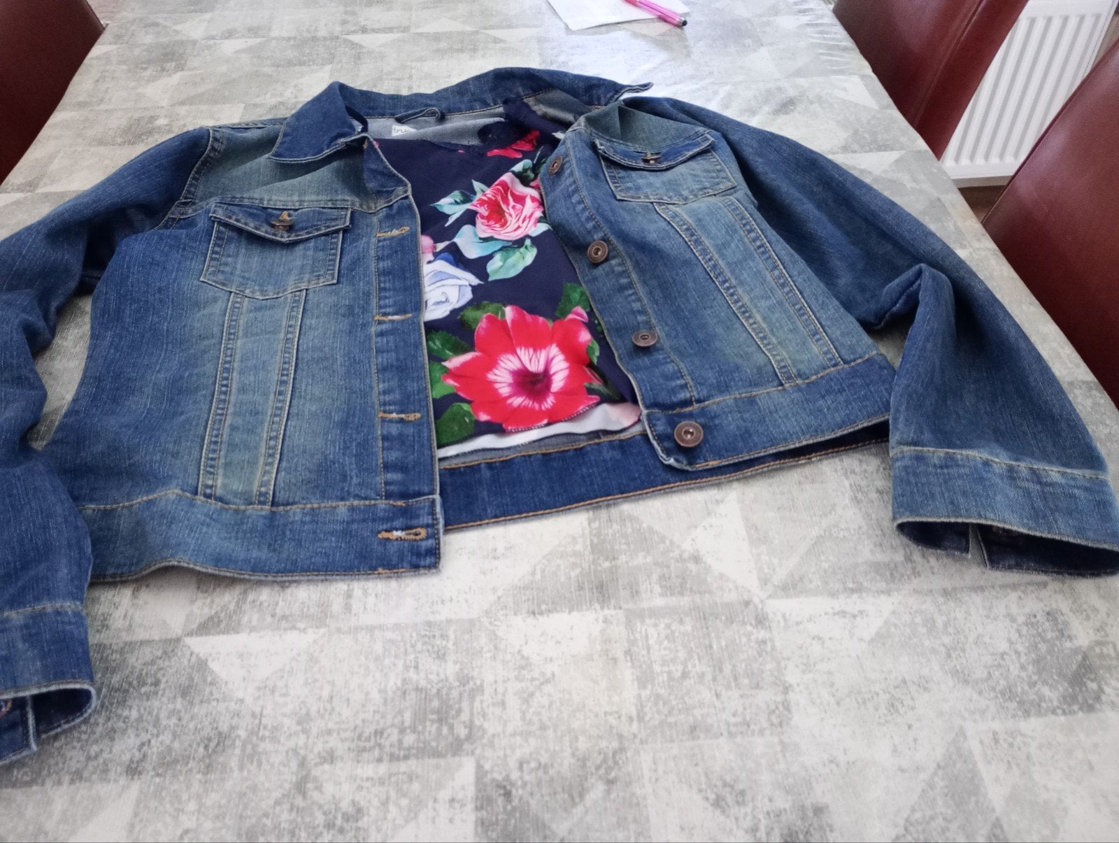 Spijkerjasje L met topje., Ophalen of Verzenden, Zo goed als nieuw, Blauw