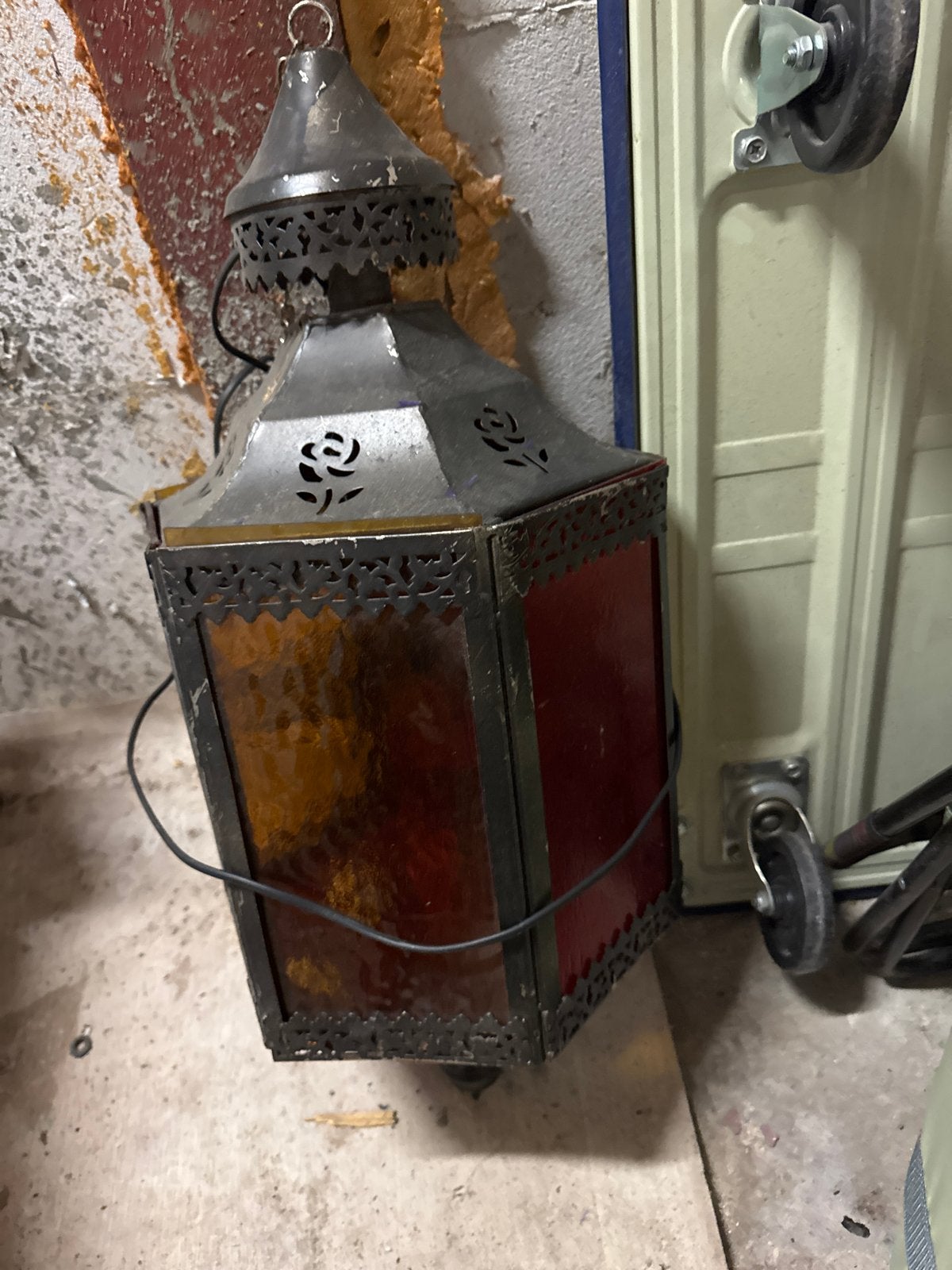 Vintage Marokkaanse lantaarn met gekleurd glas, Overige merken, Gebruikt, Meerkleurig, Overige fittingen
