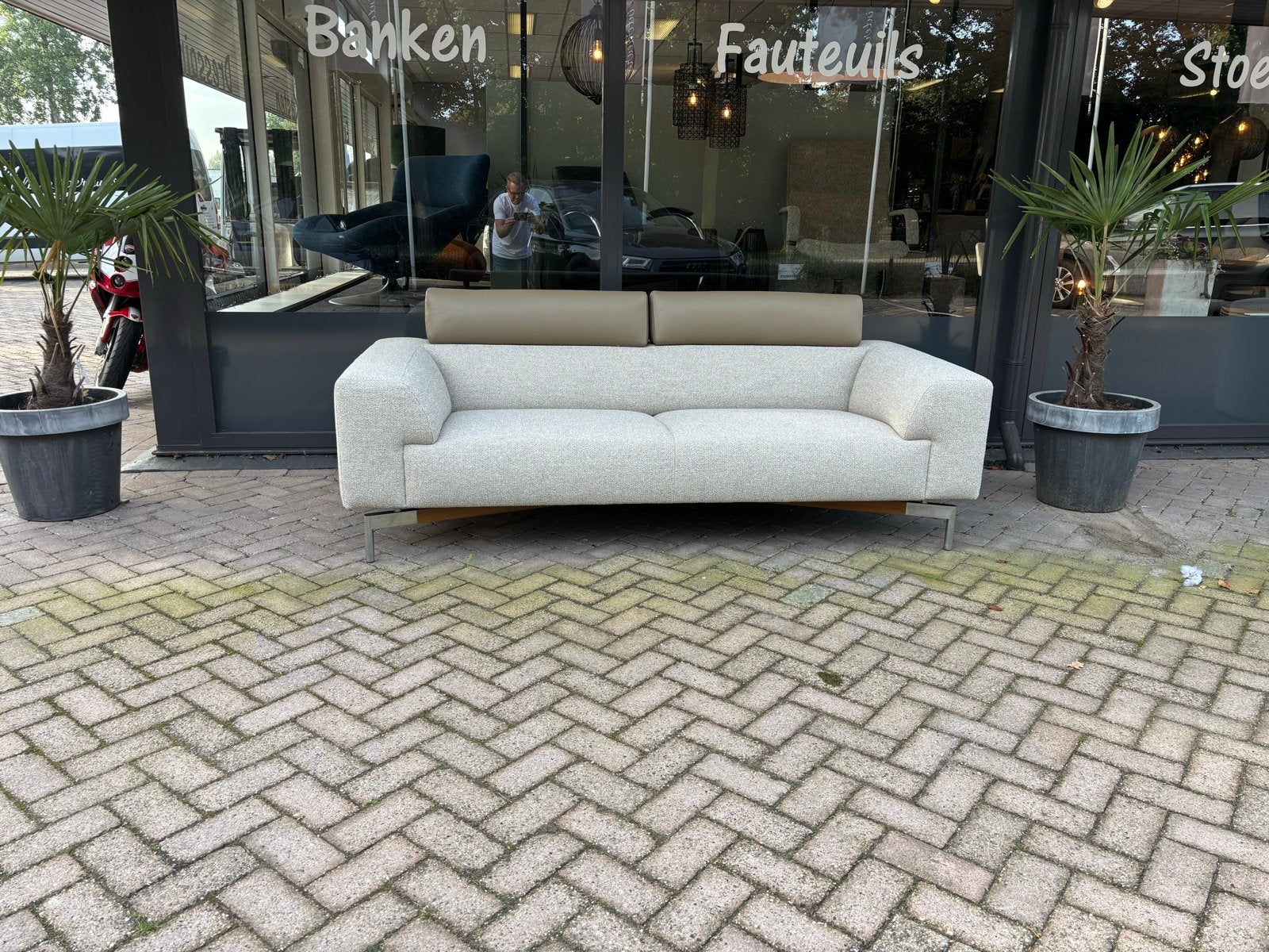 Leolux Howlo ploegstof/ leder, Driepersoons, 75 tot 100 cm, Ophalen of Verzenden, Zo goed als nieuw