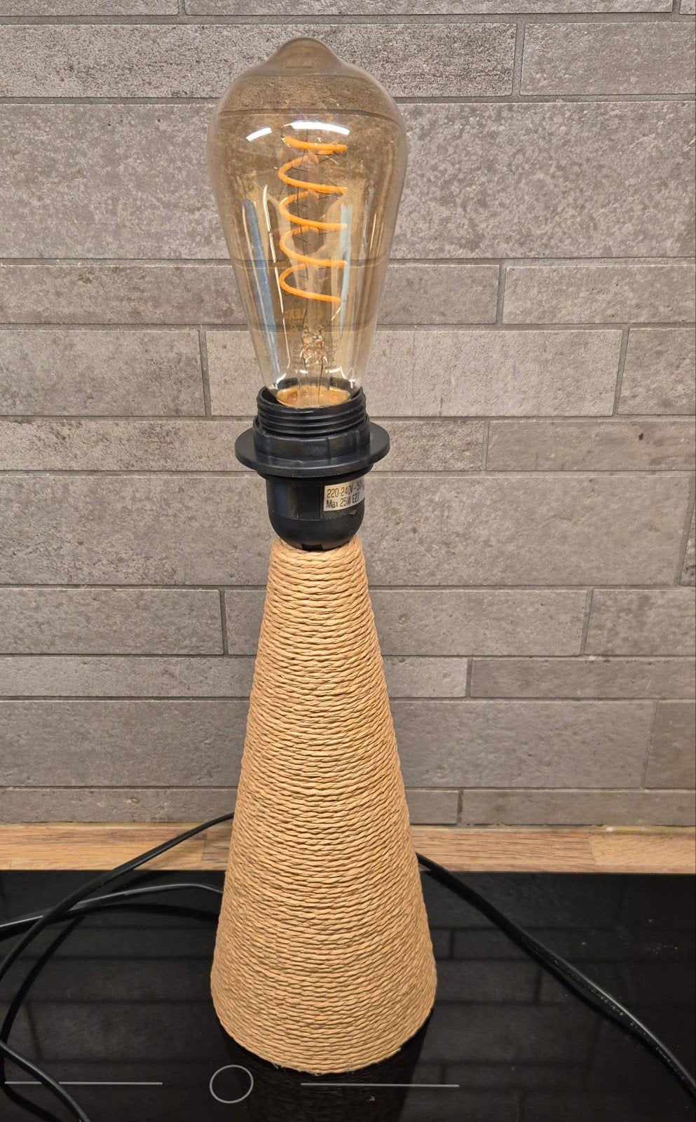 Tafellamp naturel touw met E27 fitting, Beige, Overige merken, Natuurlijk materiaal, Schemerlamp