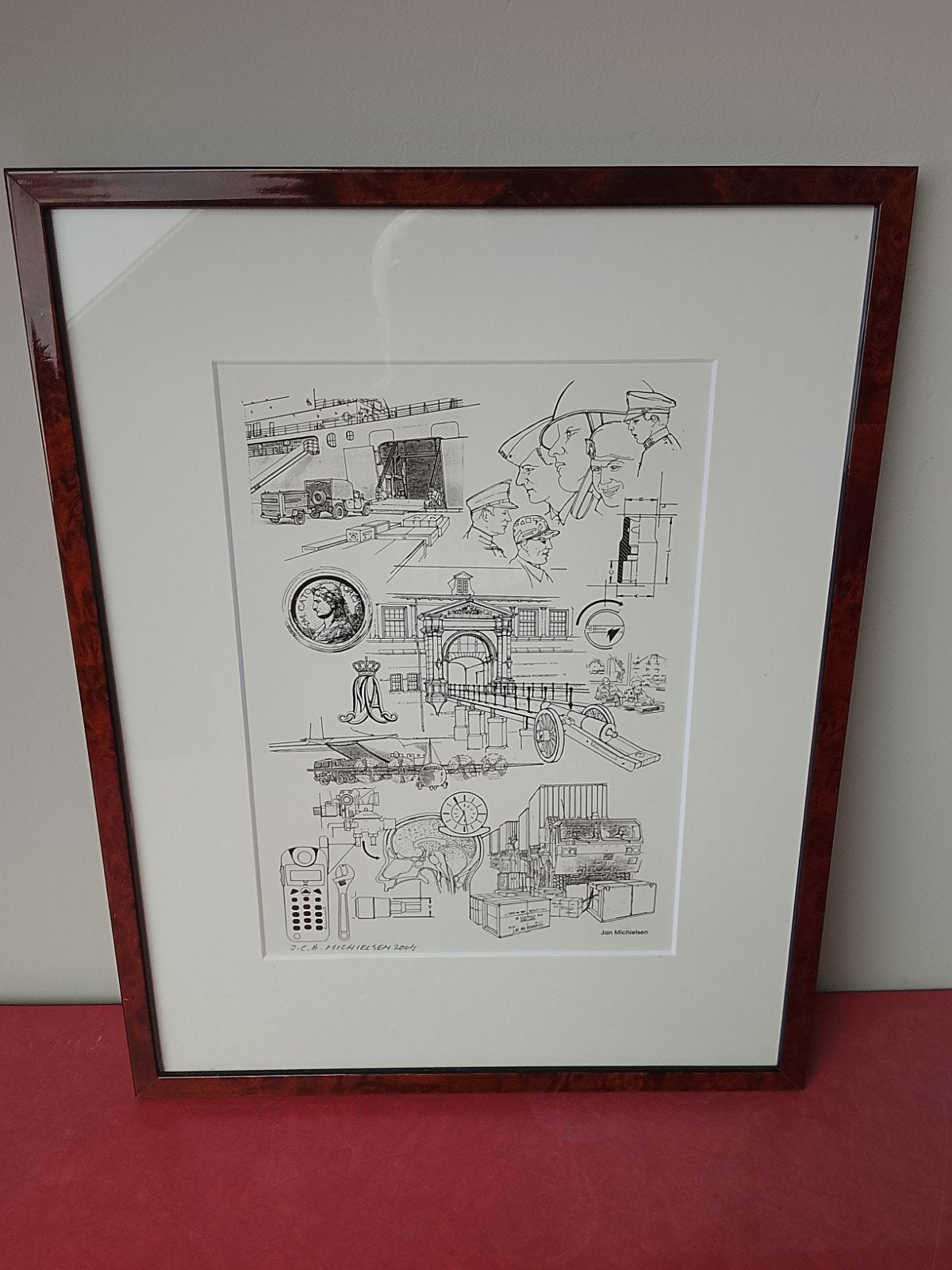 Ingelijste pentekening van J.C.H. Michielsen (2004), Ophalen of Verzenden, Tekening, Pentekening, Ingelijst