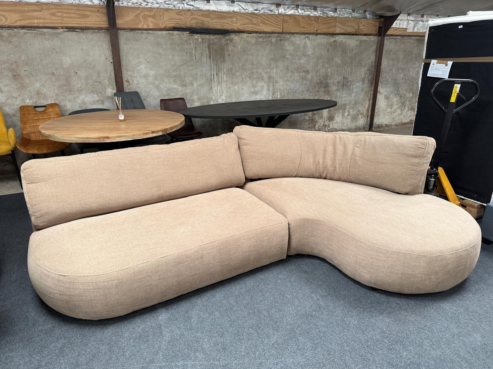 !!RETOURDEAL!! Karwei hoekbank ace taupe hoek rechts., 250 tot 300 cm, 125 tot 150 cm, Hoekbank, Ophalen of Verzenden