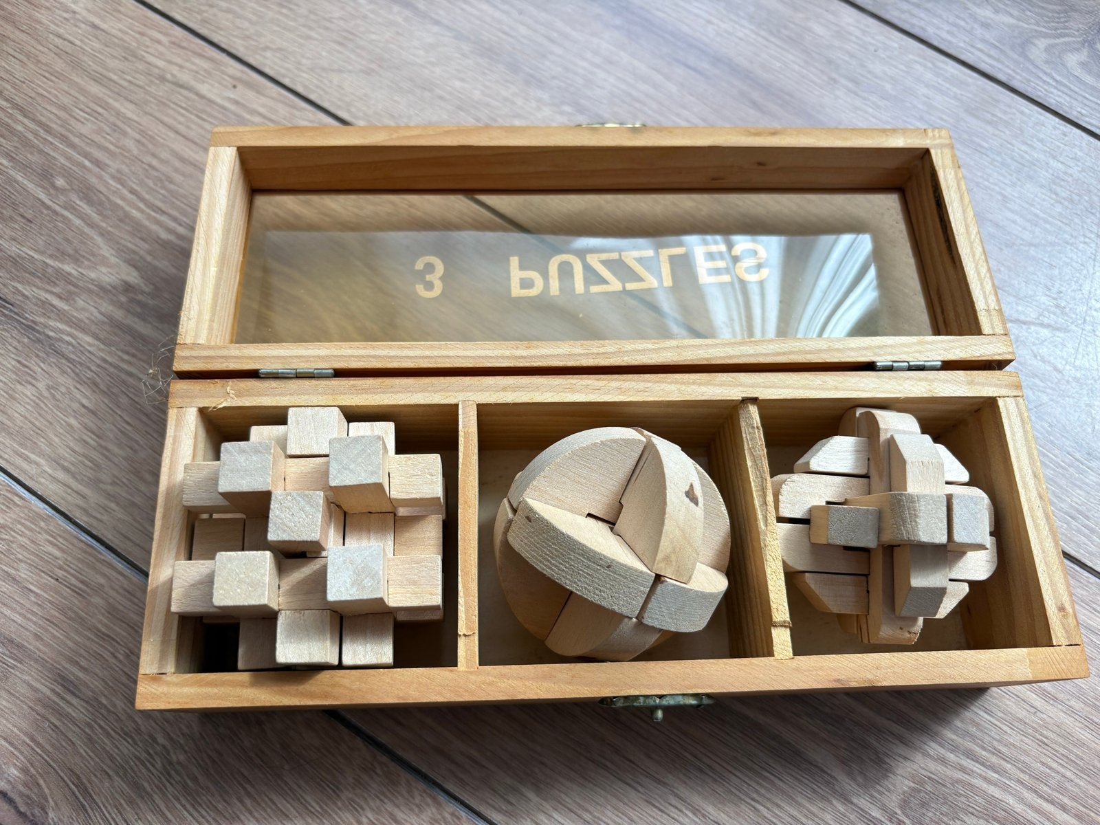 Houten 3D Puzzels Set - Brain Teasers, Ophalen of Verzenden, Minder dan 500 stukjes, Zo goed als nieuw, Rubik's of 3D-puzzel