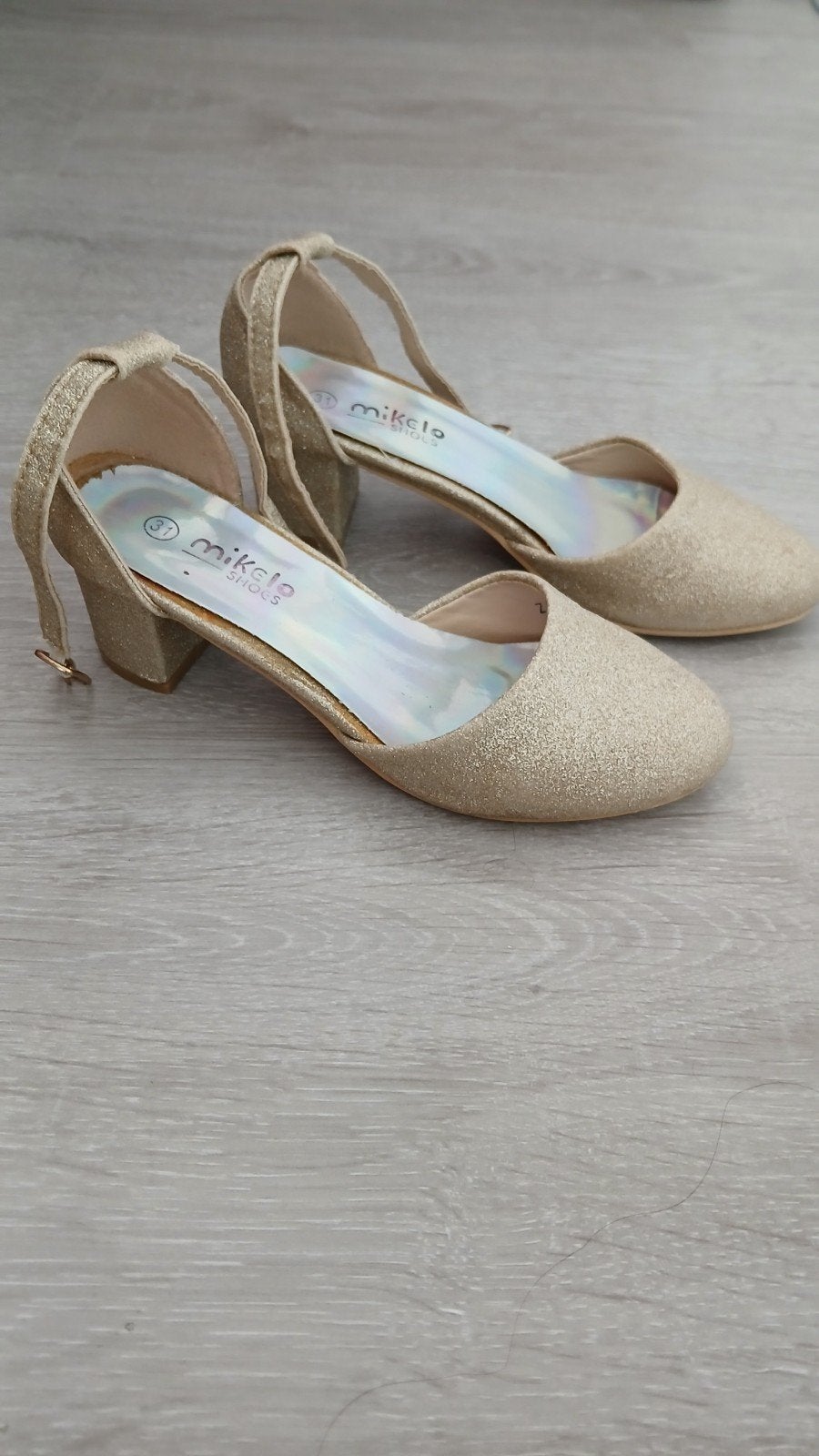 gouden glitter kinderhakken maat 31, Ophalen, Zo goed als nieuw, Schoenen met lage hakken