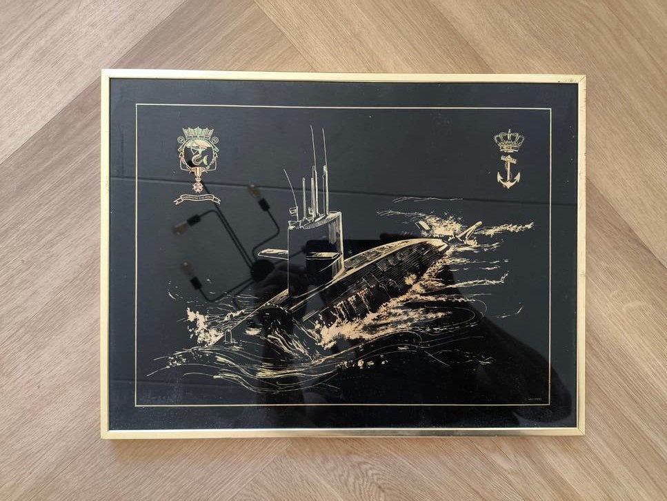 Ingelijste Laserprint Walrusklasse Onderzeeboot, Ophalen of Verzenden, Gebruikt