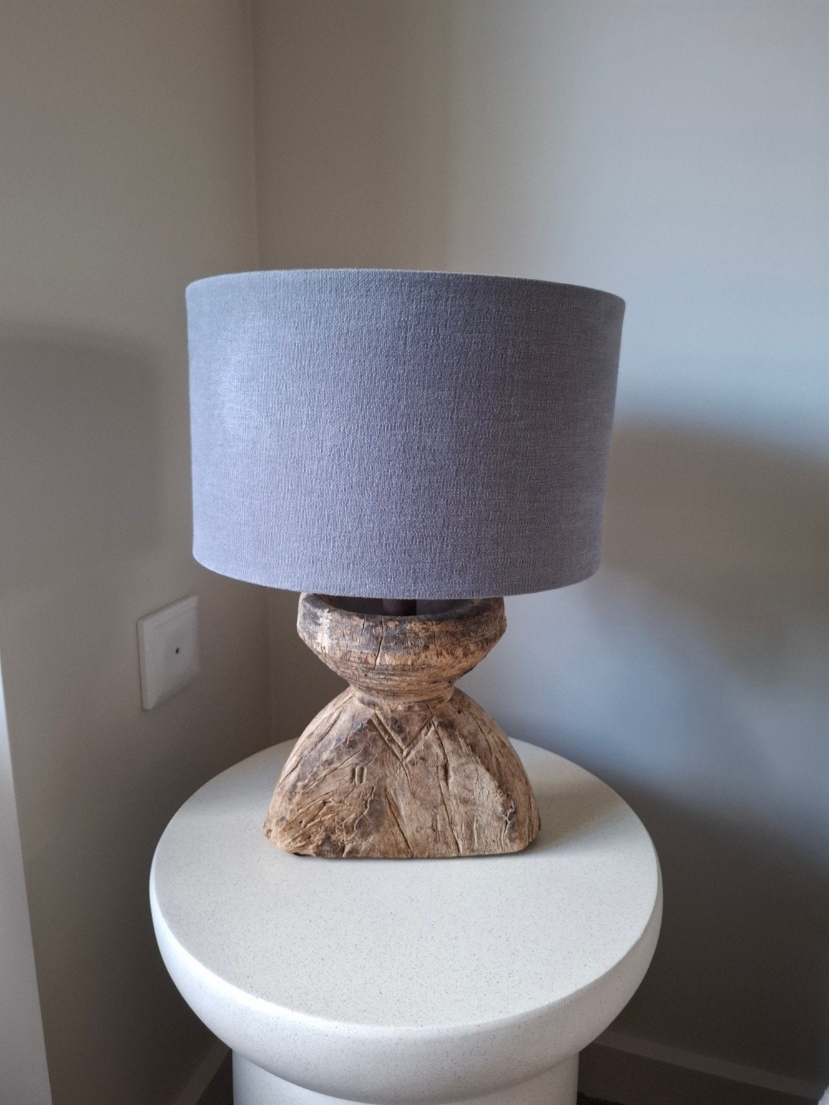 Houten tafellampje, Huis en Inrichting, Gebruikt, Ophalen of Verzenden, Sfeerlamp, Grijs