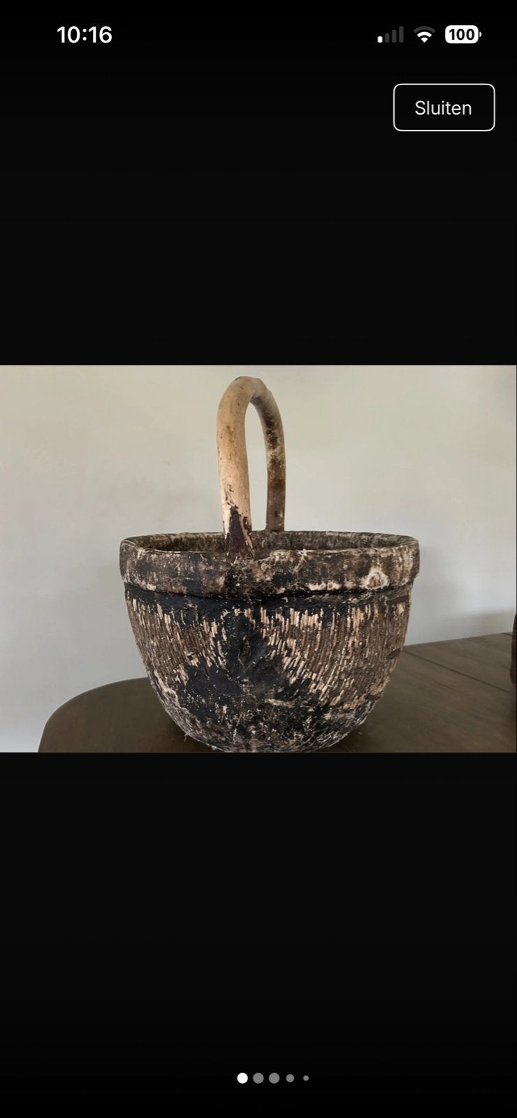 Oude Leemmand met handvat - Diameter 45cm, Ophalen