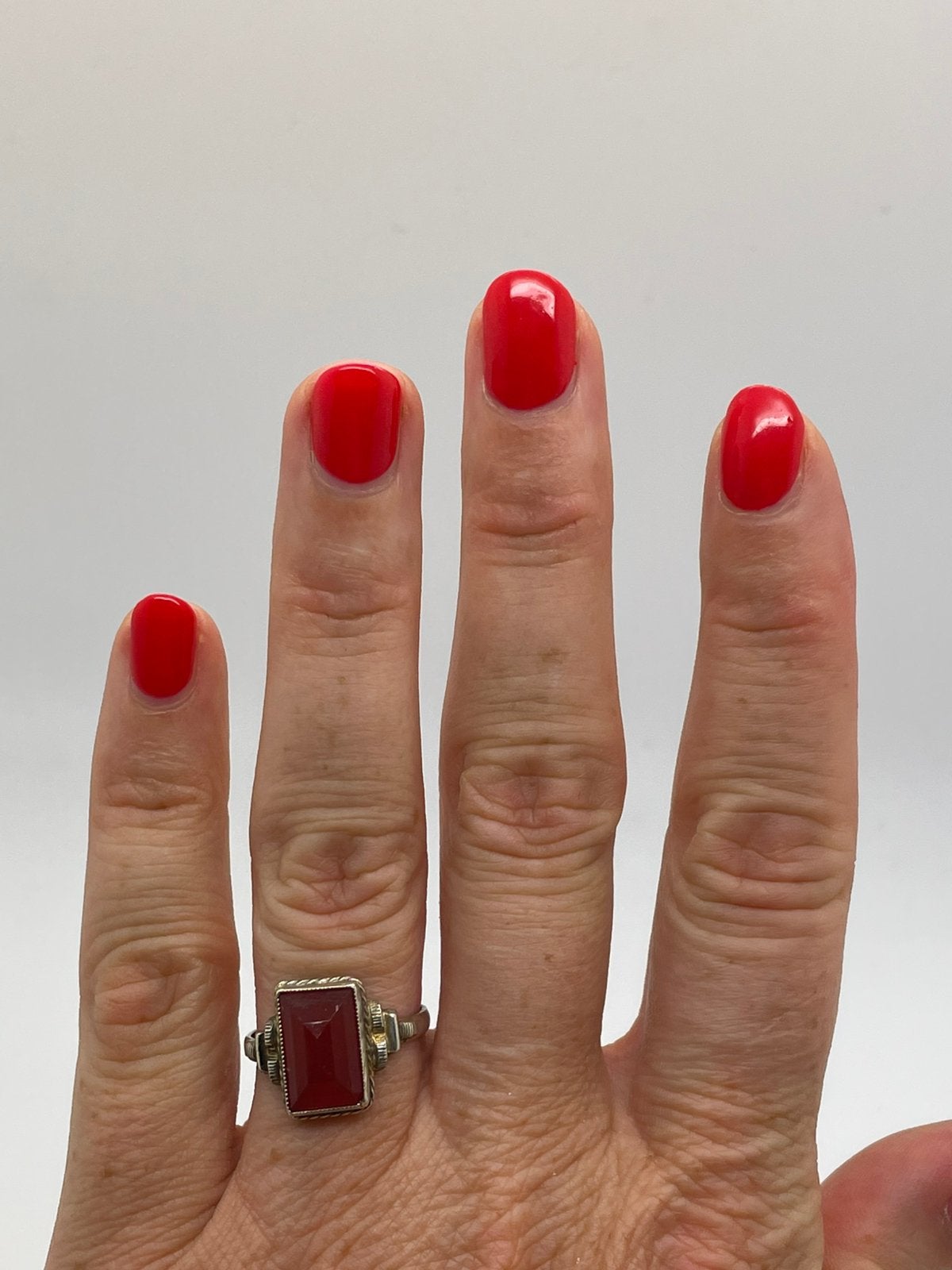 F42 Prachtige 800 zilveren carneool ring maat 18, Sieraden, Tassen en Uiterlijk, Antieke sieraden, Ophalen of Verzenden, Zilver