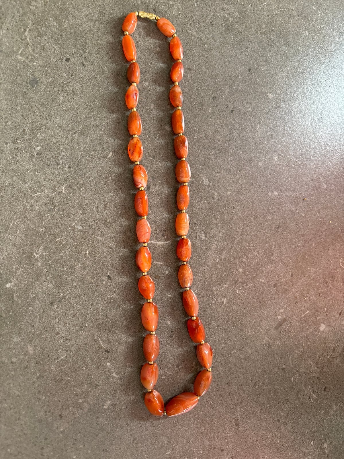 Vintage kornalijnen collier, Sieraden, Tassen en Uiterlijk, Kettingen, Oranje, Ophalen of Verzenden, Zo goed als nieuw, Steen of Mineraal