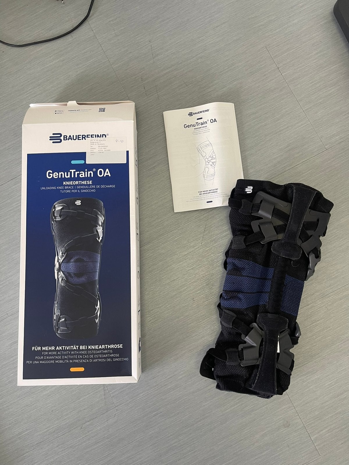 Bauerfeind GenuTrain OA Kniebrace met Scharnieren en Banden, Ophalen of Verzenden, Zo goed als nieuw, Minder dan 150 cm, Overige typen