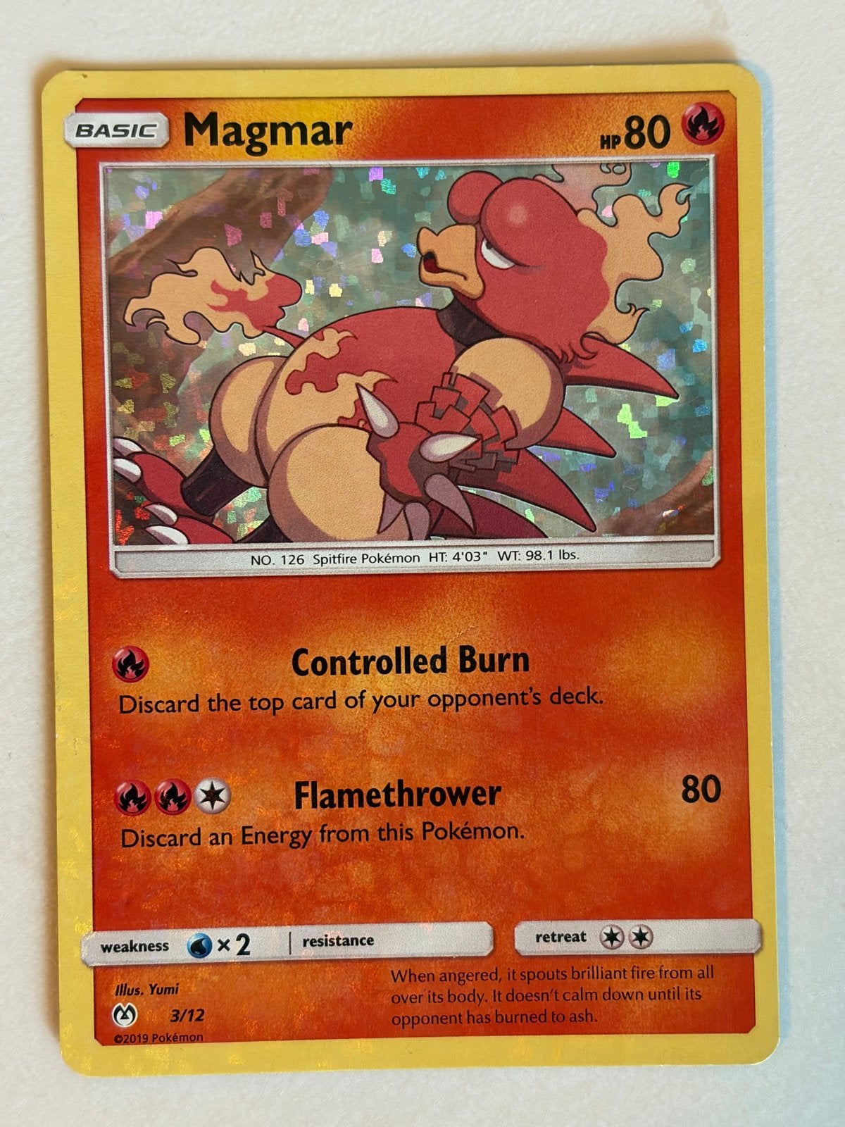 Magmar Holo McDonald's Promo 2019 Pokémon Kaart (Beschadigd), Verzenden, Gebruikt, Losse kaart, Foil