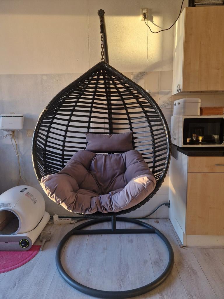 Hangstoel voor binnen en buiten - tot 150 kg, Huis en Inrichting, Stoelen, Gebruikt, Zwart, Ophalen of Verzenden, Metaal