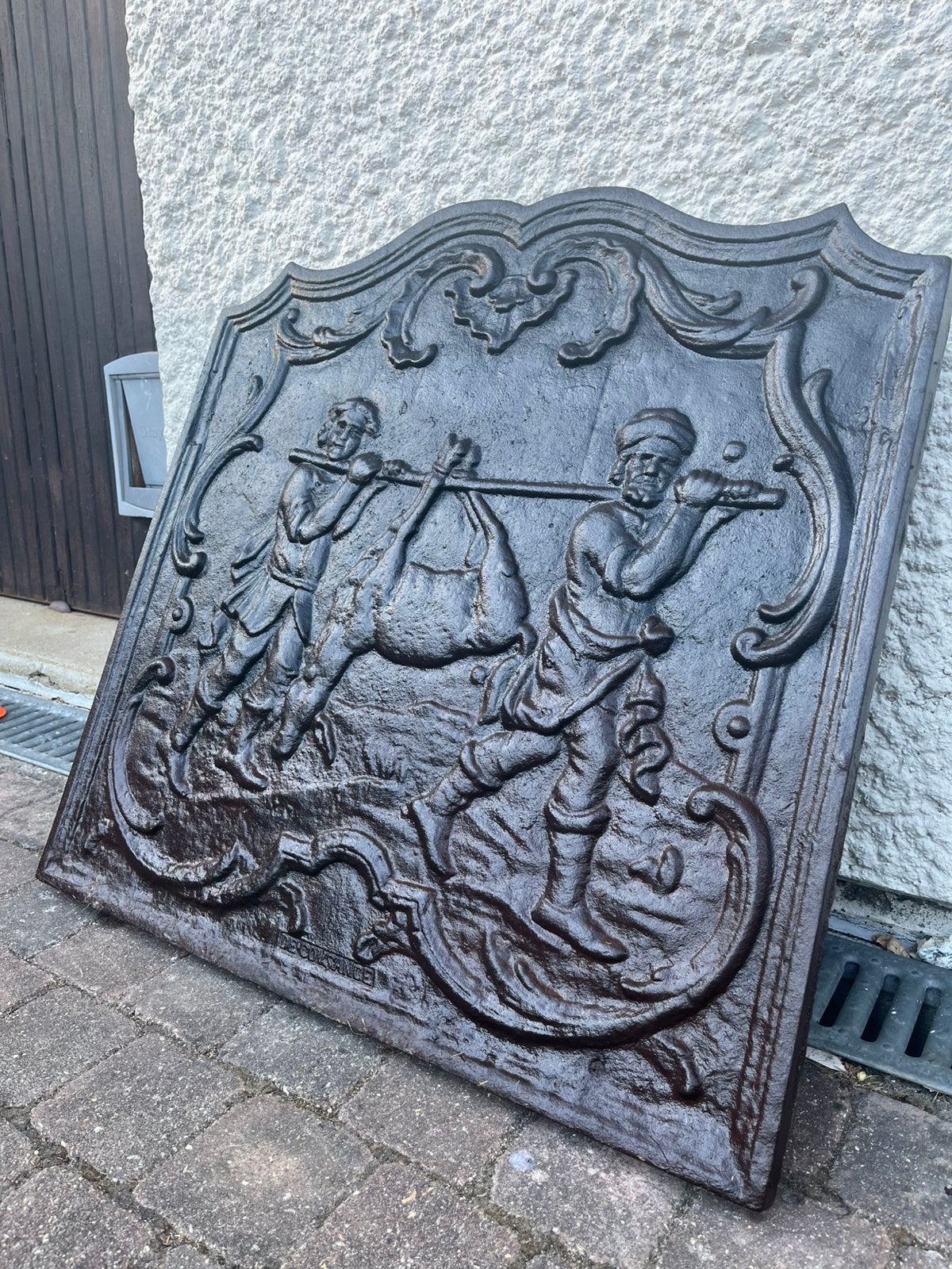 Originele De Covsance “Retour de Chasse” Haardplaat, Ophalen, Zo goed als nieuw, Vrijstaande haard, Houthaard