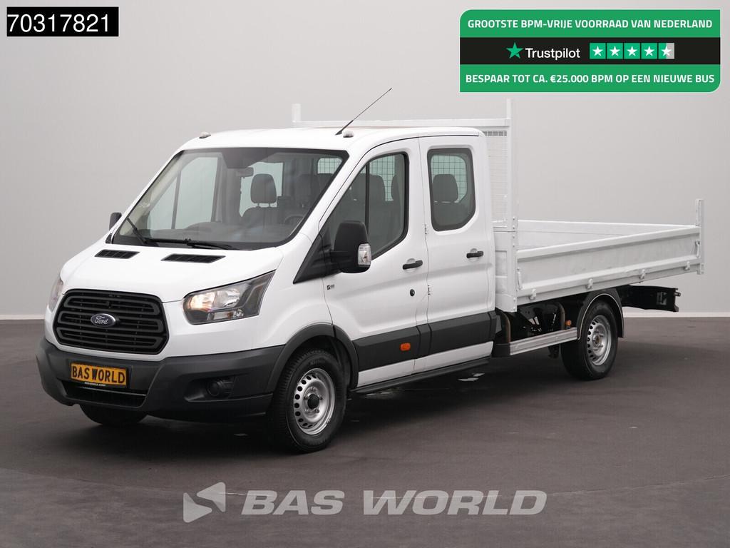 Ford Transit 130pk Dubbel Cabine Open Laadbak Euro6 Pritsche, Auto's, Bestelauto's, Euro 6, 4 cilinders, Wit, Leder