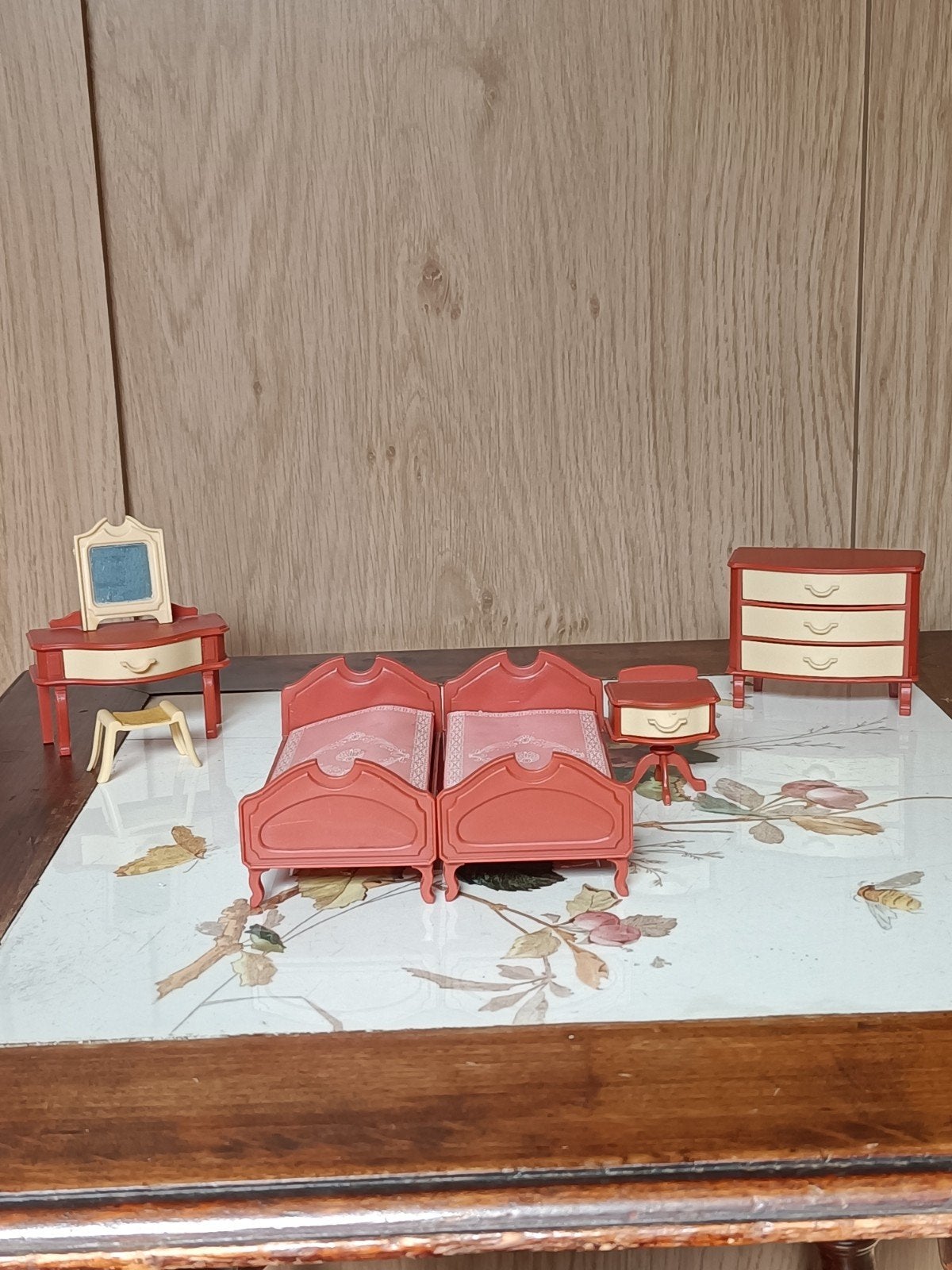 Vintage slaapkamerset poppenhuis jaren '60 (Lundby formaat), Ophalen of Verzenden, Gebruikt, Poppenhuis
