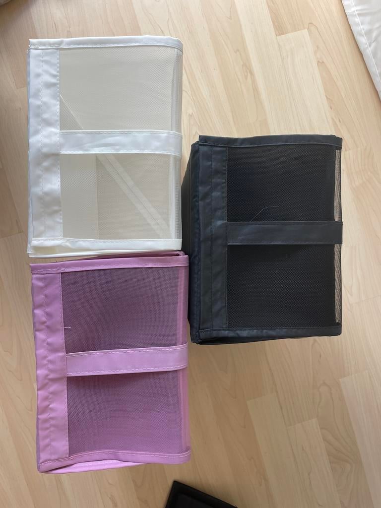 10 IKEA opvouwbare opbergdozen - wit, zwart, roze, Huis en Inrichting, Woonaccessoires | Kisten, Ophalen, Gebruikt, Kunststof