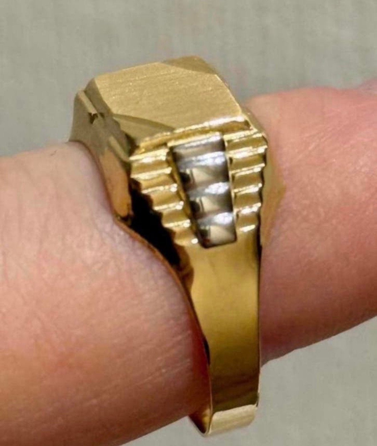 Heren Rolex ring 18 karaat geel en witgoud met certificaat!, 20 of groter, Heer, Nieuw, Ophalen of Verzenden