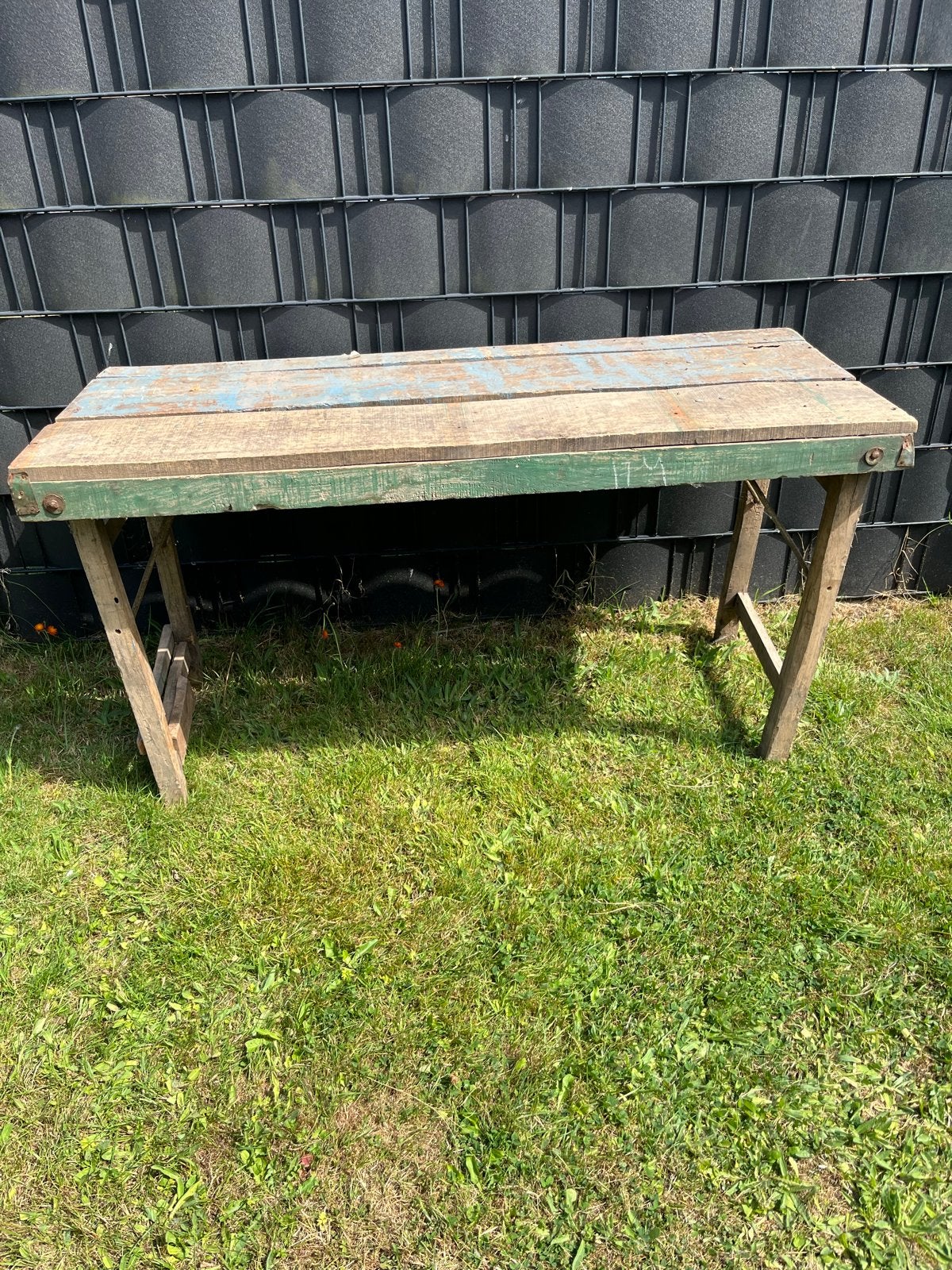 Vintage markttafel / werkbank - robuust en karaktervol, Ophalen, Gebruikt, Inklapbaar