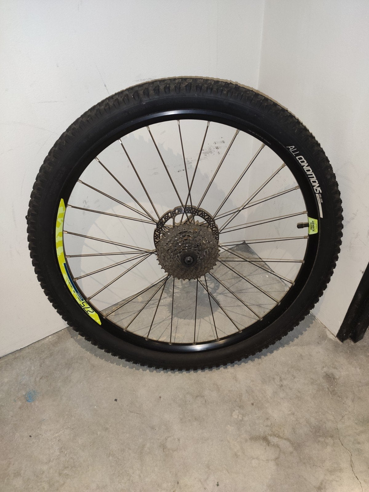 Achterwiel MTB  met schijfrem en cassette, Ophalen of Verzenden, Gebruikt, Mountainbike, Wiel