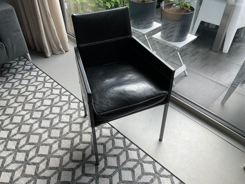 6 design KFF eetkamerstoelen, typeTexas, Ophalen, Gebruikt, Zwart, Leer