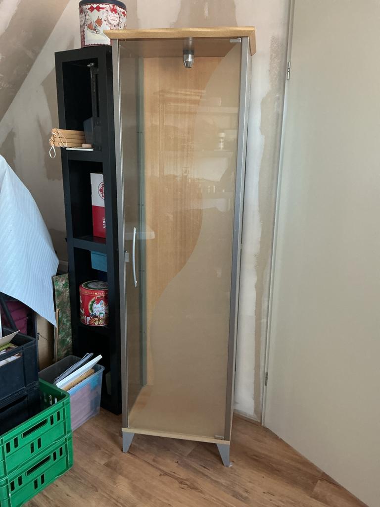 Vitrinekast met glazen legplanken, Ophalen, Minder dan 50 cm, Gebruikt, Glas