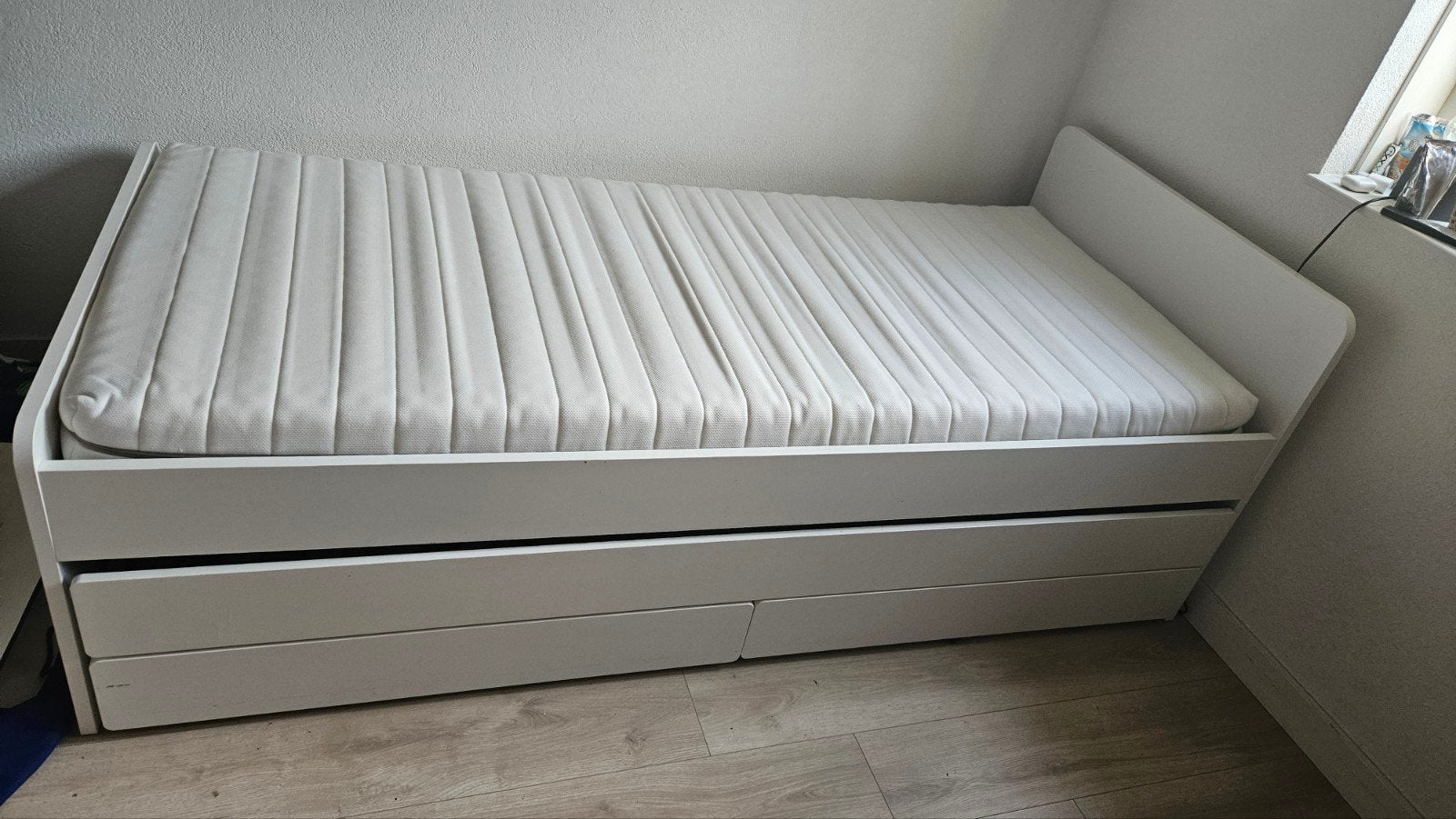 IKEA SLÄKT uitschuifbed 90x200, Ophalen, 85 tot 100 cm, Gebruikt, Matras
