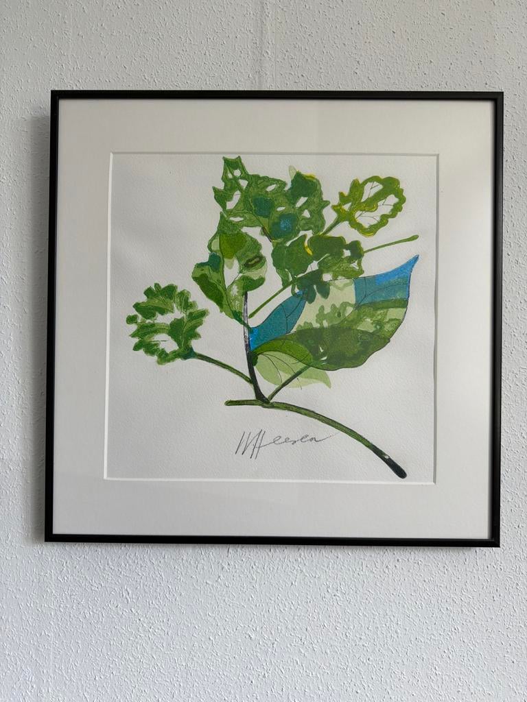Zeefdruk Willem Heesen - Bladmotief (40x40 cm), Antiek en Kunst, Ophalen