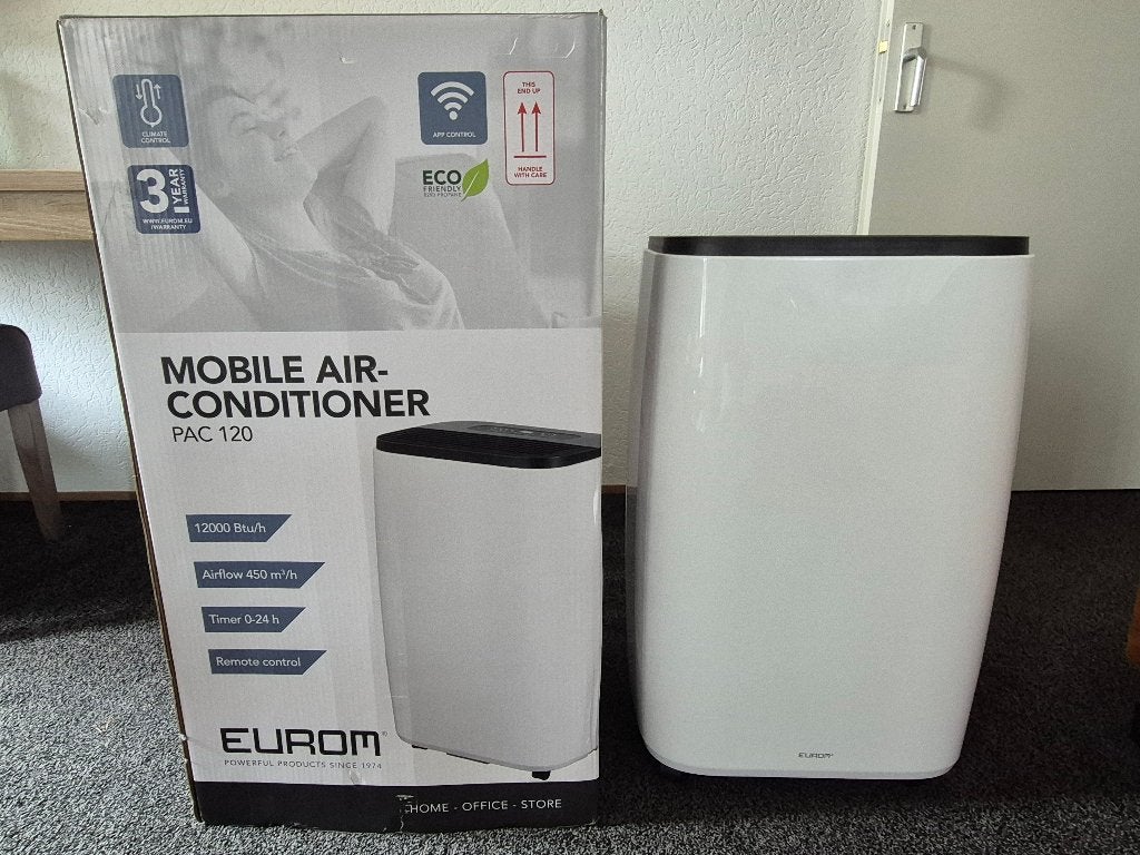 Eurom PAC 120 Mobiele Airco 12.000 BTU Wifi, Ophalen, Koelen en Ontvochtigen, Timer, Minder dan 60 m³