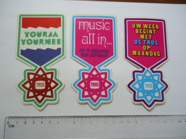sticker oud TROS TV 3- televisie vintage jaren 70 muziek nl, Verzenden, Zo goed als nieuw, Bedrijf of Vereniging