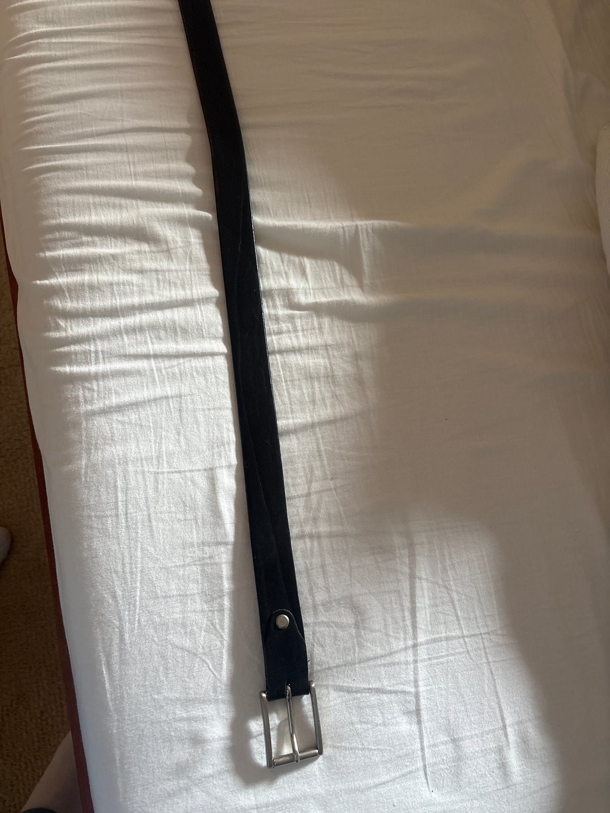 Mooie zwarte leren riem, Ophalen, Zo goed als nieuw, Zwart, Echt leder