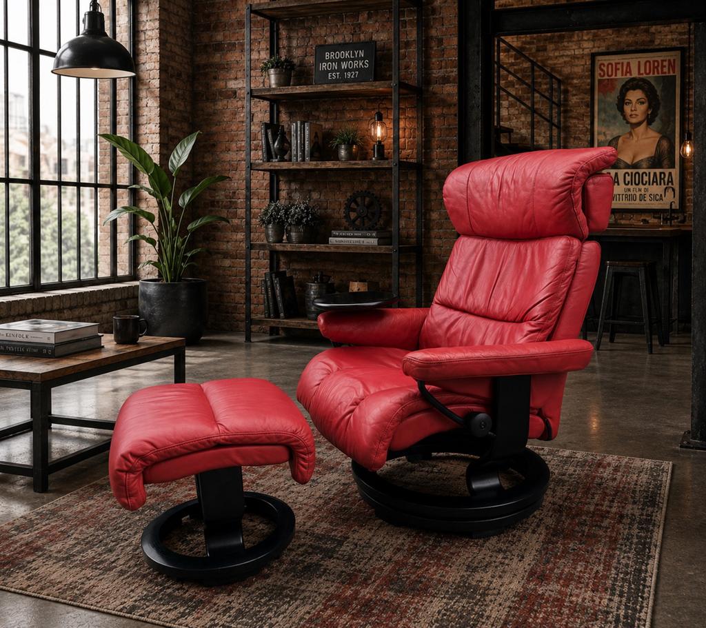 Mooie Stressless Memphis & hocker, Ophalen of Verzenden, Zo goed als nieuw, Leer