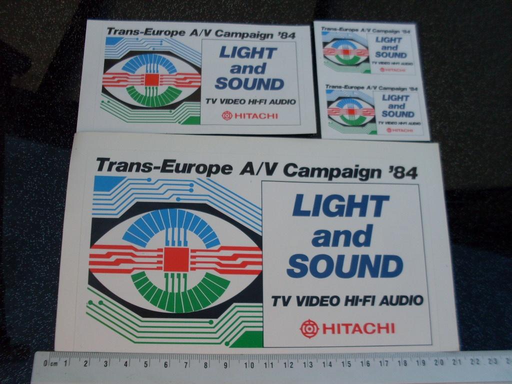 4x sticker hitachi logo light and sound tv video hi-fi audio, Verzamelen, Verzenden, Zo goed als nieuw, Merk