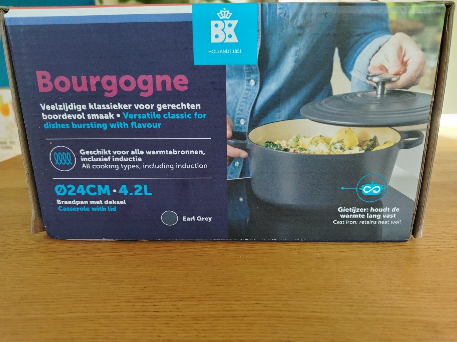 BK Bourgogne cast iron braadpan 24cm earl Grey NIEUW!, Antiaanbaklaag, BK, Nieuw, Ophalen of Verzenden