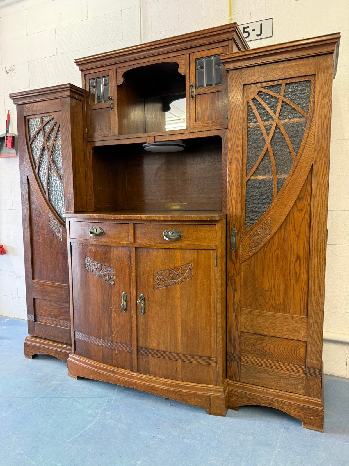 Antieke kast Amsterdamse school/ Jugendstil 1905/1925, Huis en Inrichting, Ophalen, 200 cm of meer, 150 tot 200 cm, Zo goed als nieuw