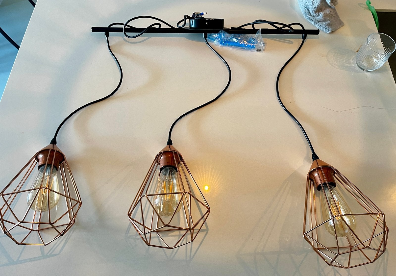 Design hanglamp rose goud, Ophalen, Nieuw, Metaal, E27 (groot)