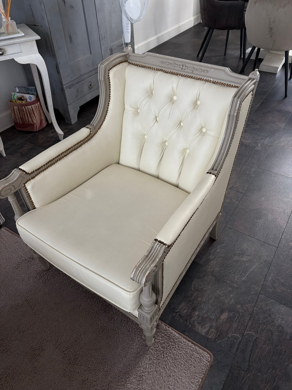 Barok Franse fauteuil, Ophalen, Zo goed als nieuw, Hout, 75 tot 100 cm