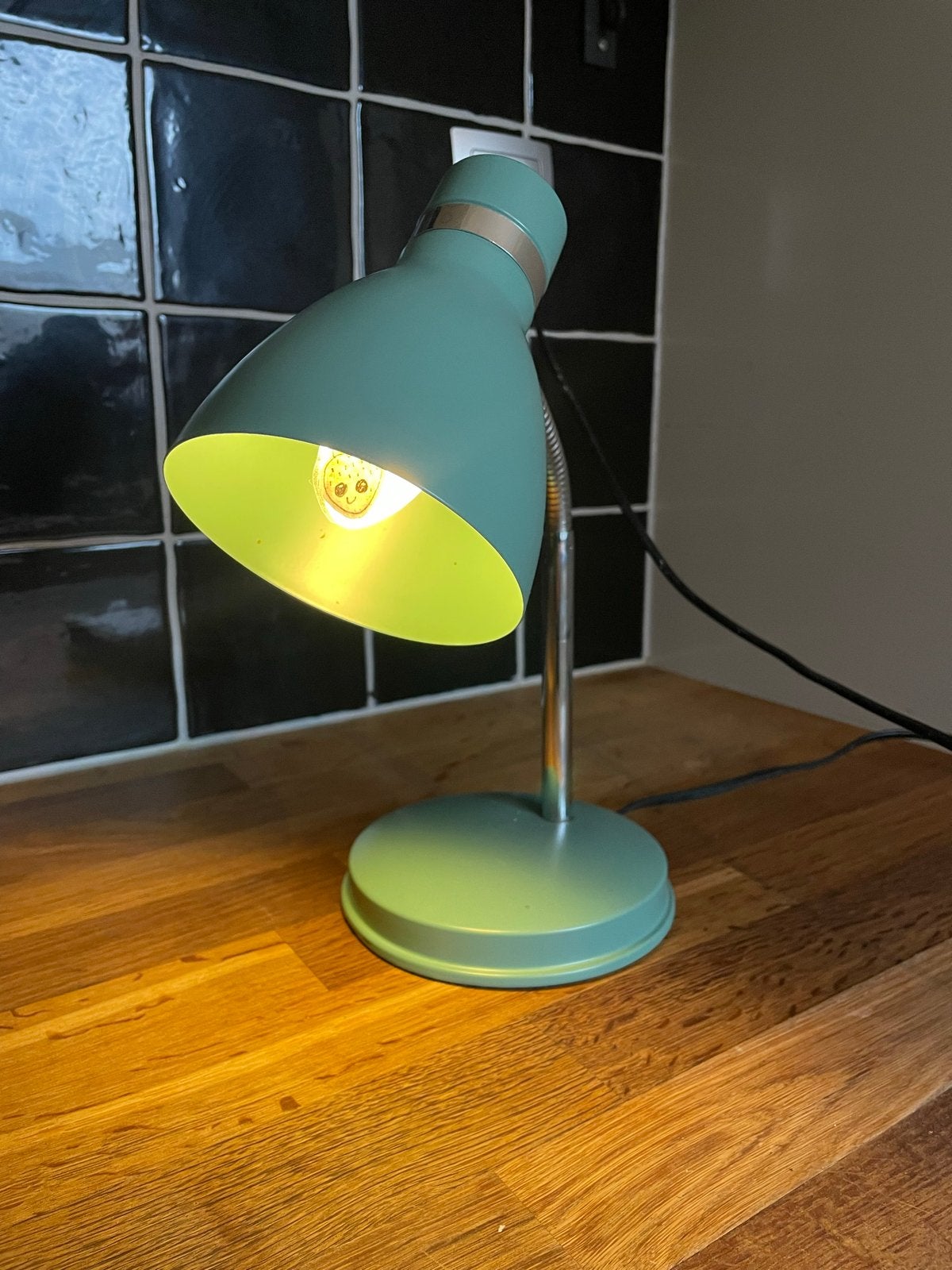 Blauwe Bureaulamp met Flexibele Arm, Huis en Inrichting, Ophalen, Bureaulamp, E27 (groot), Metaal