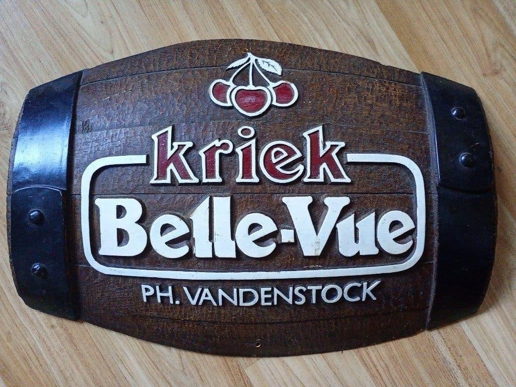 Origineel vintage 3D relief reclamebord Kriek Belle vue, Ophalen of Verzenden, Gebruikt, Reclamebord, Plaat of Schild, Overige merken