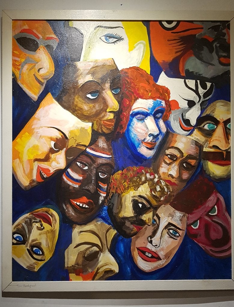 Modern schilderij: Diverse gezichten en maskers, Ophalen, Figuren, Handgeschilderd, Olieverf