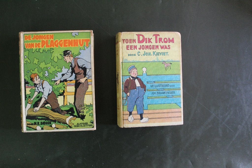 Vintage kinderboeken:Dik Trom en De Jongen van de Plaggenhut, Boeken, Kinderboeken | Jeugd | 10 tot 12 jaar, Gelezen, Non-fictie