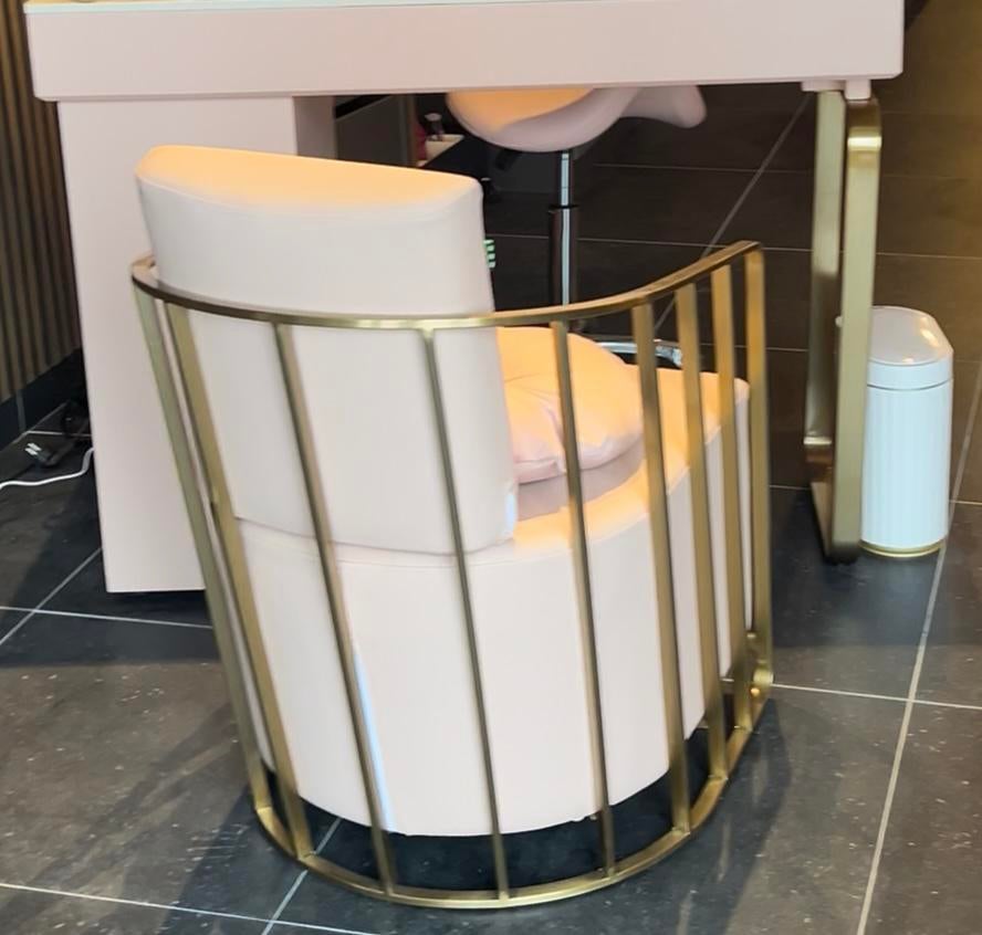 Luxe Stoel Roze/Goud/ Zwart voor Salon, Ophalen, Zo goed als nieuw, Minder dan 75 cm, 50 tot 75 cm