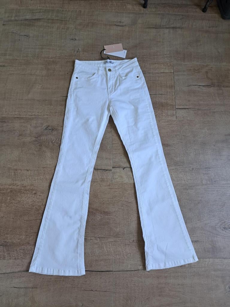 Witte broek met flared pijpen, maat XS. nieuw met kaartje!, Femme9, Wit, Nieuw, Ophalen of Verzenden