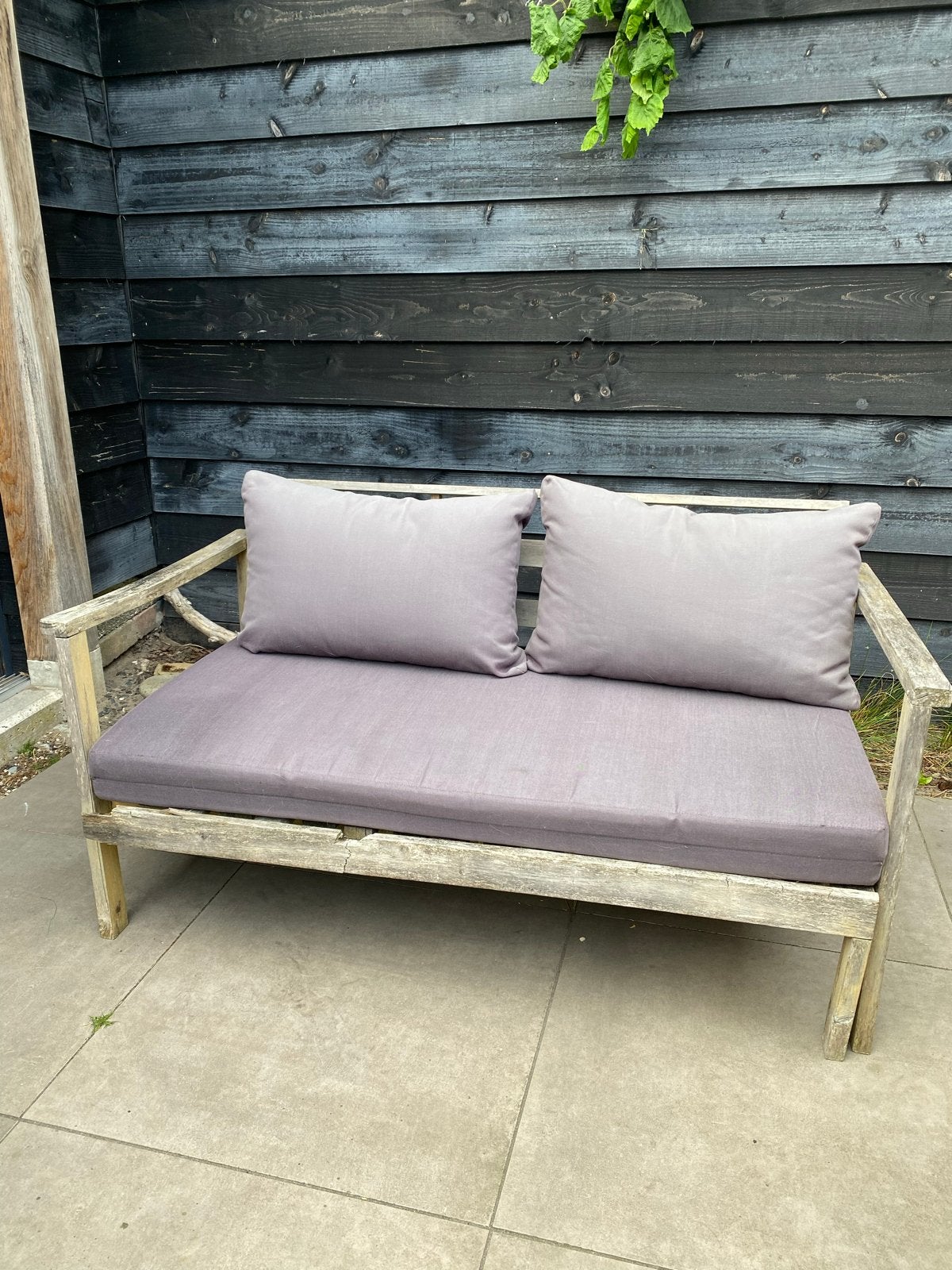 Houten tuinbank met kussens - opknapper, Ophalen, Gebruikt, Hout