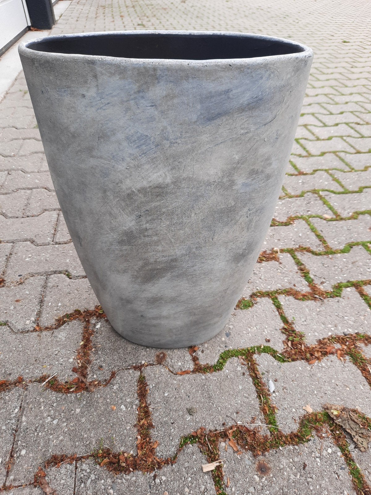 Grote grijze bloempotten, Tuin en Terras, Bloembakken en Plantenbakken, Gebruikt, Steen, Binnen, 30 tot 60 cm, Minder dan 60 cm