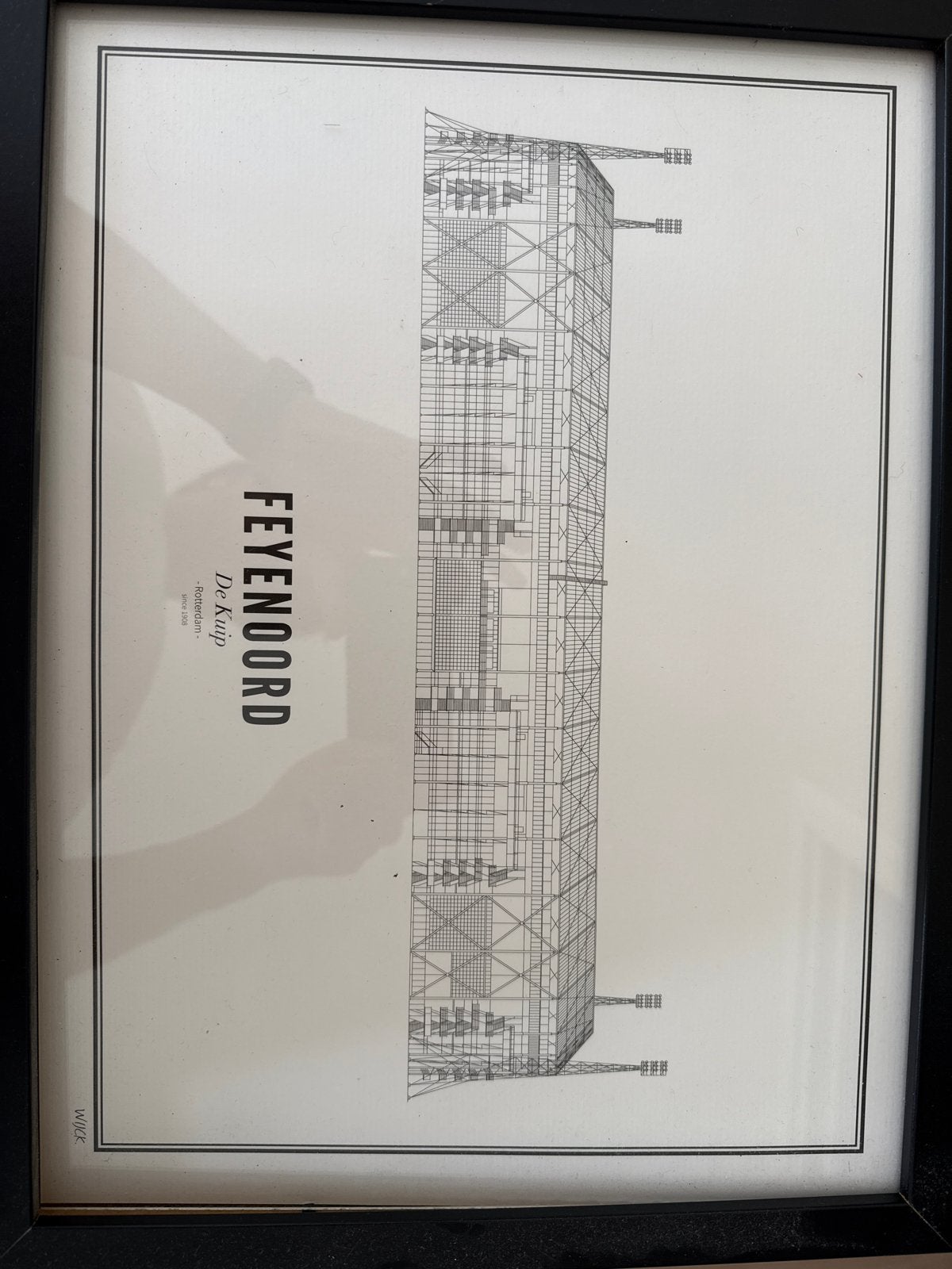 Wijck - Feyenoord De Kuip Stadion Print - Ingelijst, Minder dan 50 cm, Ophalen of Verzenden, 5 – 50, Print