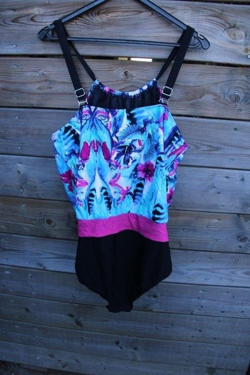 Badpak zwart/ blauw/ roze 46 E/F cup Vaste prijs, Ophalen of Verzenden, Zo goed als nieuw, Zwart, Badpak