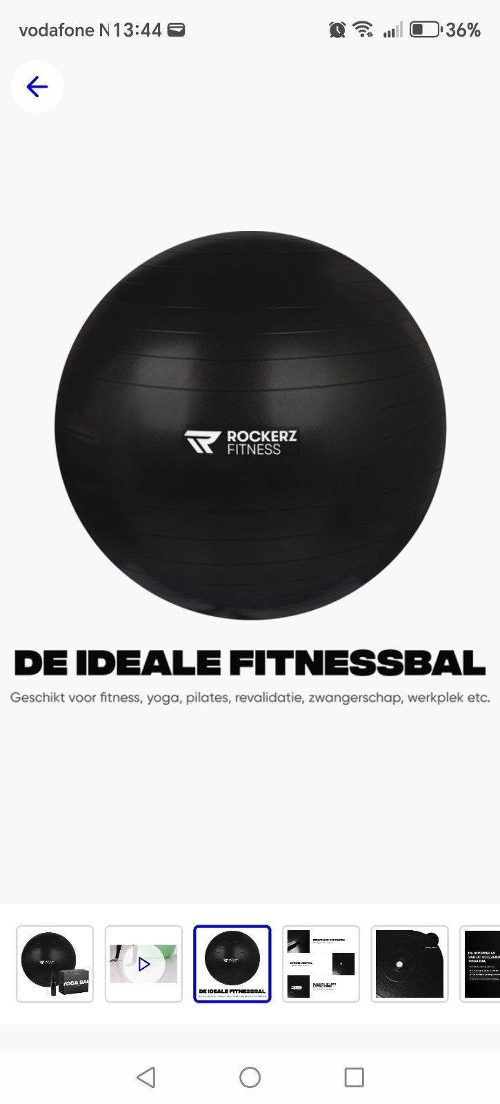 Rockerz Fitnessbal 65cm - yoga, revalidatie zwangerschap, Ophalen, Zo goed als nieuw, Buik, Fitnessbal