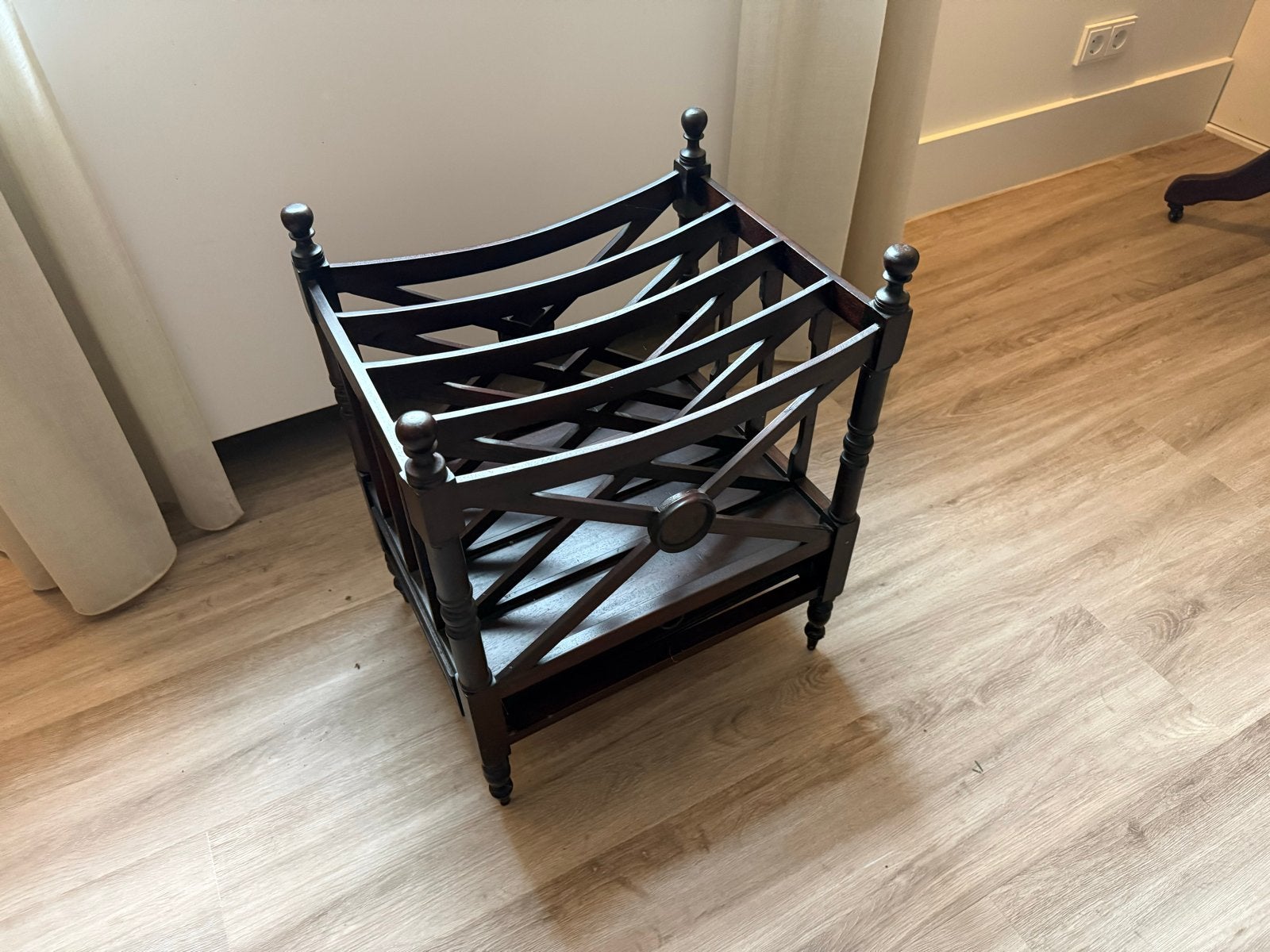 Vintage houten lectuurbak met lade, Ophalen, Gebruikt, Lectuurbak, Vintage
